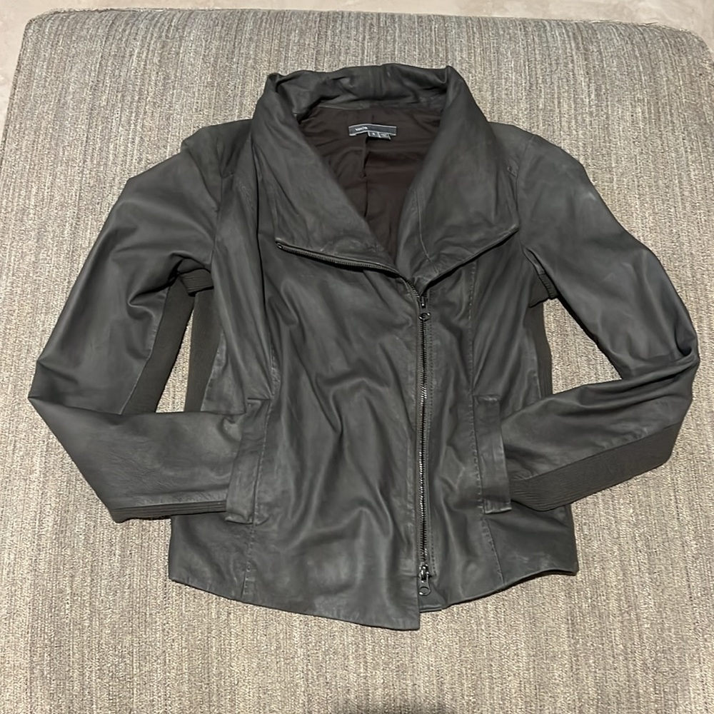Vince Butter Soft Gray Leather Jacket Fitted Jacket. S